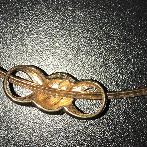 17" 18Kt Gold Vermeil Omega Necklace and OXO Diamond Accent Pendant - Picture 7 of 8